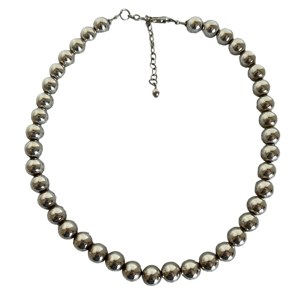 Vintage silver-plated round bead necklace - Picture 1 of 6